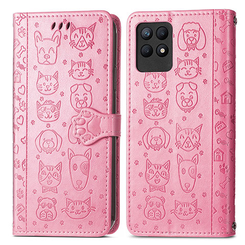 Coque Portefeuille Motif Fantaisie Livre Cuir Etui Clapet S03D pour Realme Narzo 50 4G Rose