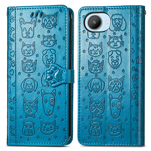 Coque Portefeuille Motif Fantaisie Livre Cuir Etui Clapet S03D pour Realme Narzo 50i Prime Bleu