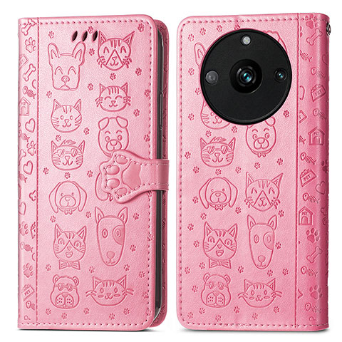 Coque Portefeuille Motif Fantaisie Livre Cuir Etui Clapet S03D pour Realme Narzo 60 5G Rose