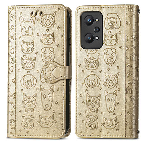 Coque Portefeuille Motif Fantaisie Livre Cuir Etui Clapet S03D pour Realme Q5 Pro 5G Or