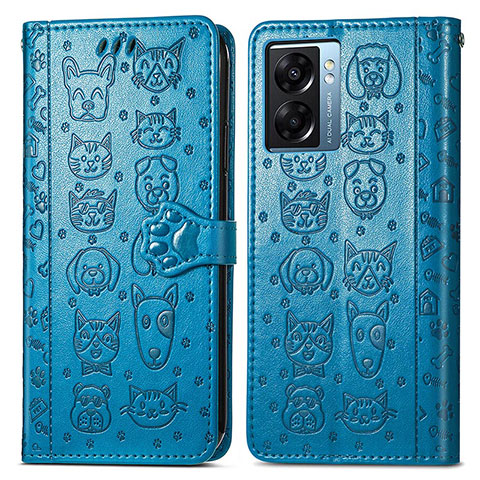 Coque Portefeuille Motif Fantaisie Livre Cuir Etui Clapet S03D pour Realme Q5i 5G Bleu