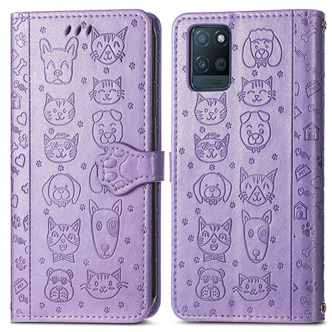 Coque Portefeuille Motif Fantaisie Livre Cuir Etui Clapet S03D pour Realme V11 5G Violet