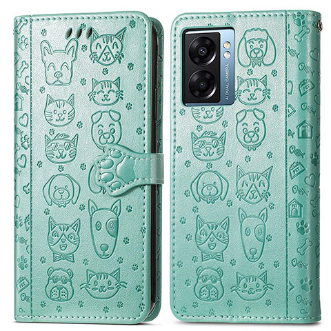 Coque Portefeuille Motif Fantaisie Livre Cuir Etui Clapet S03D pour Realme V23 5G Vert