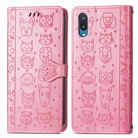 Coque Portefeuille Motif Fantaisie Livre Cuir Etui Clapet S03D pour Samsung Galaxy A02 Or Rose