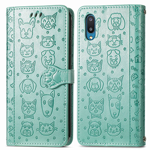 Coque Portefeuille Motif Fantaisie Livre Cuir Etui Clapet S03D pour Samsung Galaxy A02 Vert