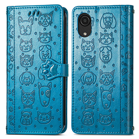 Coque Portefeuille Motif Fantaisie Livre Cuir Etui Clapet S03D pour Samsung Galaxy A03 Core Bleu