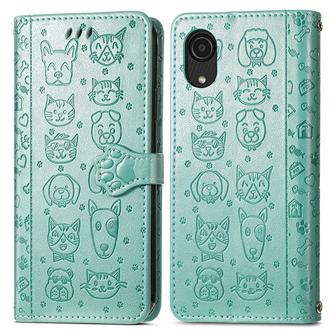 Coque Portefeuille Motif Fantaisie Livre Cuir Etui Clapet S03D pour Samsung Galaxy A03 Core Vert