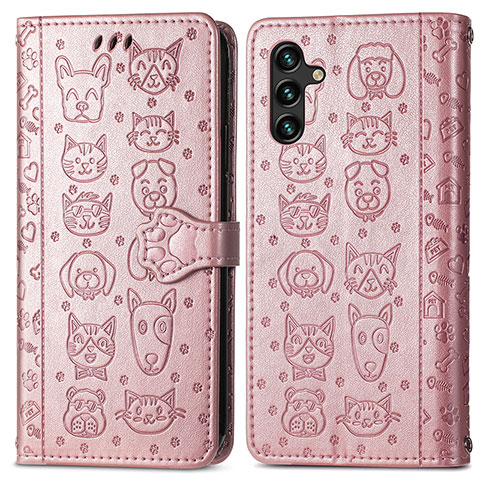 Coque Portefeuille Motif Fantaisie Livre Cuir Etui Clapet S03D pour Samsung Galaxy A04s Rose