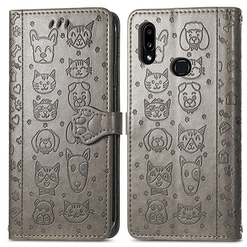 Coque Portefeuille Motif Fantaisie Livre Cuir Etui Clapet S03D pour Samsung Galaxy A10s Gris