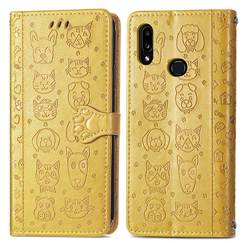 Coque Portefeuille Motif Fantaisie Livre Cuir Etui Clapet S03D pour Samsung Galaxy A10s Jaune