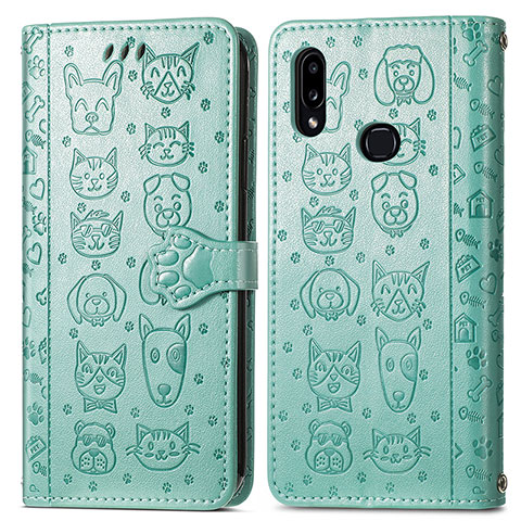 Coque Portefeuille Motif Fantaisie Livre Cuir Etui Clapet S03D pour Samsung Galaxy A10s Vert