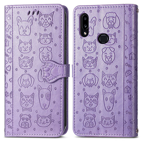 Coque Portefeuille Motif Fantaisie Livre Cuir Etui Clapet S03D pour Samsung Galaxy A10s Violet