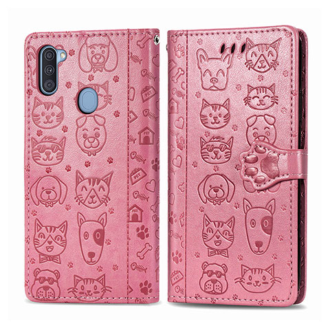 Coque Portefeuille Motif Fantaisie Livre Cuir Etui Clapet S03D pour Samsung Galaxy A11 Rose