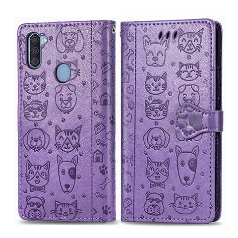 Coque Portefeuille Motif Fantaisie Livre Cuir Etui Clapet S03D pour Samsung Galaxy A11 Violet