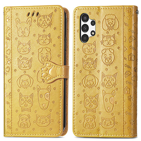 Coque Portefeuille Motif Fantaisie Livre Cuir Etui Clapet S03D pour Samsung Galaxy A13 4G Jaune