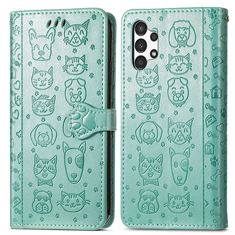 Coque Portefeuille Motif Fantaisie Livre Cuir Etui Clapet S03D pour Samsung Galaxy A13 4G Vert