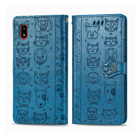 Coque Portefeuille Motif Fantaisie Livre Cuir Etui Clapet S03D pour Samsung Galaxy A20 SC-02M SCV46 Bleu