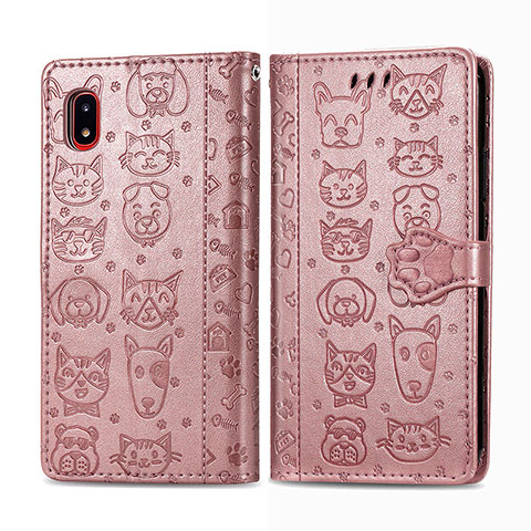 Coque Portefeuille Motif Fantaisie Livre Cuir Etui Clapet S03D pour Samsung Galaxy A20 SC-02M SCV46 Rose