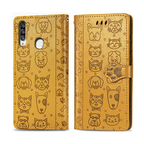 Coque Portefeuille Motif Fantaisie Livre Cuir Etui Clapet S03D pour Samsung Galaxy A20s Jaune