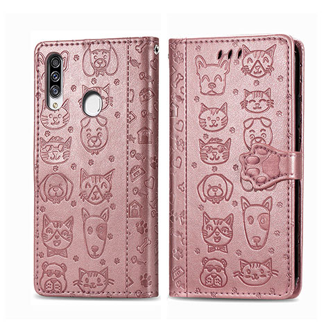 Coque Portefeuille Motif Fantaisie Livre Cuir Etui Clapet S03D pour Samsung Galaxy A20s Rose