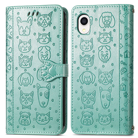 Coque Portefeuille Motif Fantaisie Livre Cuir Etui Clapet S03D pour Samsung Galaxy A22 5G SC-56B Vert