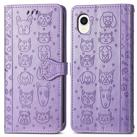 Coque Portefeuille Motif Fantaisie Livre Cuir Etui Clapet S03D pour Samsung Galaxy A22 5G SC-56B Violet