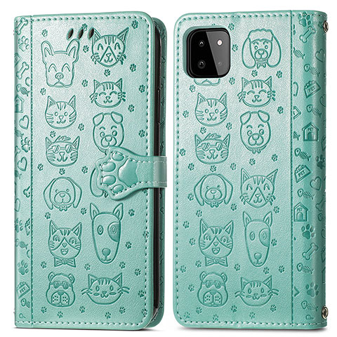 Coque Portefeuille Motif Fantaisie Livre Cuir Etui Clapet S03D pour Samsung Galaxy A22 5G Vert