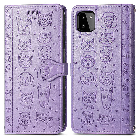 Coque Portefeuille Motif Fantaisie Livre Cuir Etui Clapet S03D pour Samsung Galaxy A22s 5G Violet