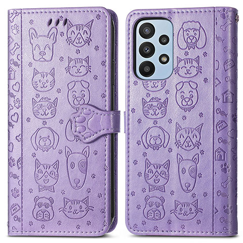 Coque Portefeuille Motif Fantaisie Livre Cuir Etui Clapet S03D pour Samsung Galaxy A23 5G Violet