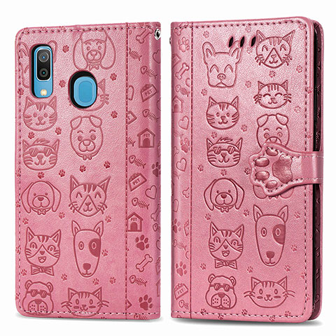 Coque Portefeuille Motif Fantaisie Livre Cuir Etui Clapet S03D pour Samsung Galaxy A30 Or Rose