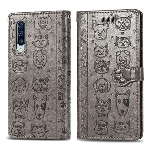 Coque Portefeuille Motif Fantaisie Livre Cuir Etui Clapet S03D pour Samsung Galaxy A30S Gris