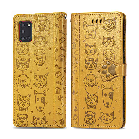 Coque Portefeuille Motif Fantaisie Livre Cuir Etui Clapet S03D pour Samsung Galaxy A31 Jaune