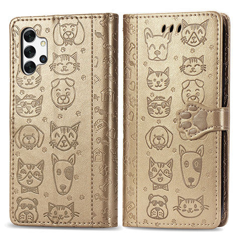 Coque Portefeuille Motif Fantaisie Livre Cuir Etui Clapet S03D pour Samsung Galaxy A32 4G Or