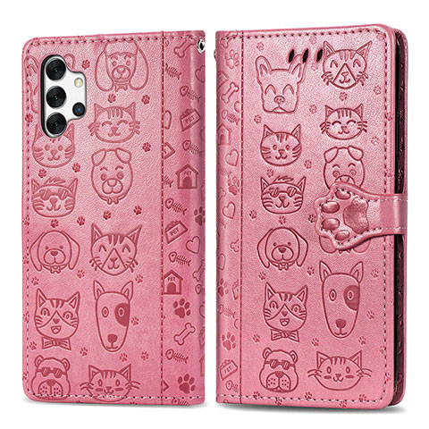 Coque Portefeuille Motif Fantaisie Livre Cuir Etui Clapet S03D pour Samsung Galaxy A32 4G Or Rose