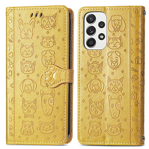 Coque Portefeuille Motif Fantaisie Livre Cuir Etui Clapet S03D pour Samsung Galaxy A33 5G Jaune