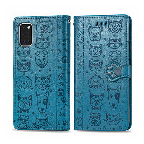 Coque Portefeuille Motif Fantaisie Livre Cuir Etui Clapet S03D pour Samsung Galaxy A41 Bleu