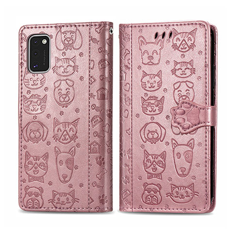 Coque Portefeuille Motif Fantaisie Livre Cuir Etui Clapet S03D pour Samsung Galaxy A41 Rose