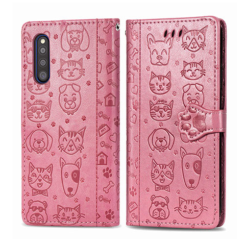 Coque Portefeuille Motif Fantaisie Livre Cuir Etui Clapet S03D pour Samsung Galaxy A41 SC-41A Or Rose