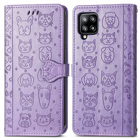 Coque Portefeuille Motif Fantaisie Livre Cuir Etui Clapet S03D pour Samsung Galaxy A42 5G Violet