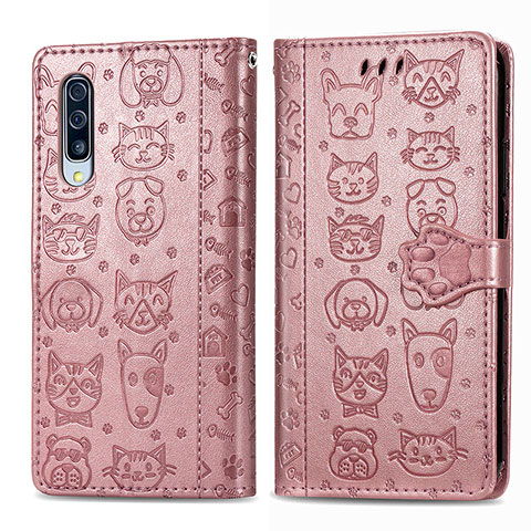 Coque Portefeuille Motif Fantaisie Livre Cuir Etui Clapet S03D pour Samsung Galaxy A50S Rose