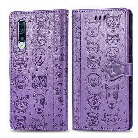 Coque Portefeuille Motif Fantaisie Livre Cuir Etui Clapet S03D pour Samsung Galaxy A50S Violet