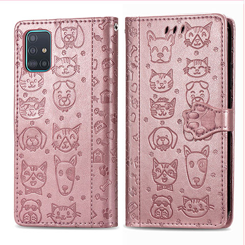 Coque Portefeuille Motif Fantaisie Livre Cuir Etui Clapet S03D pour Samsung Galaxy A51 5G Rose