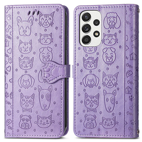 Coque Portefeuille Motif Fantaisie Livre Cuir Etui Clapet S03D pour Samsung Galaxy A53 5G Violet