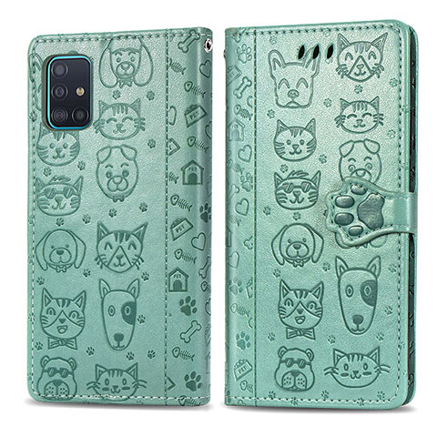 Coque Portefeuille Motif Fantaisie Livre Cuir Etui Clapet S03D pour Samsung Galaxy A71 4G A715 Vert