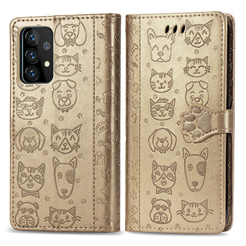 Coque Portefeuille Motif Fantaisie Livre Cuir Etui Clapet S03D pour Samsung Galaxy A72 5G Or