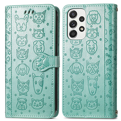 Coque Portefeuille Motif Fantaisie Livre Cuir Etui Clapet S03D pour Samsung Galaxy A73 5G Vert