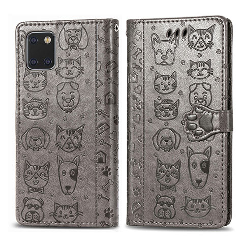 Coque Portefeuille Motif Fantaisie Livre Cuir Etui Clapet S03D pour Samsung Galaxy A81 Gris