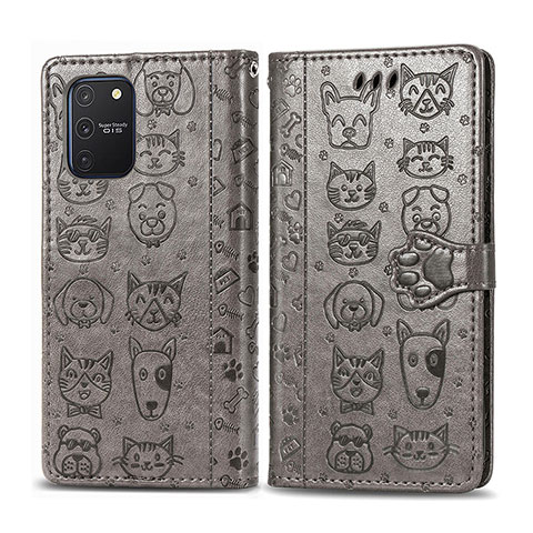 Coque Portefeuille Motif Fantaisie Livre Cuir Etui Clapet S03D pour Samsung Galaxy A91 Gris