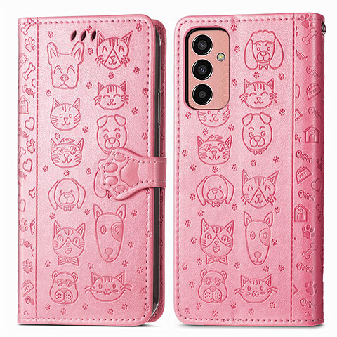 Coque Portefeuille Motif Fantaisie Livre Cuir Etui Clapet S03D pour Samsung Galaxy F13 4G Or Rose