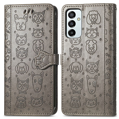 Coque Portefeuille Motif Fantaisie Livre Cuir Etui Clapet S03D pour Samsung Galaxy F23 5G Gris